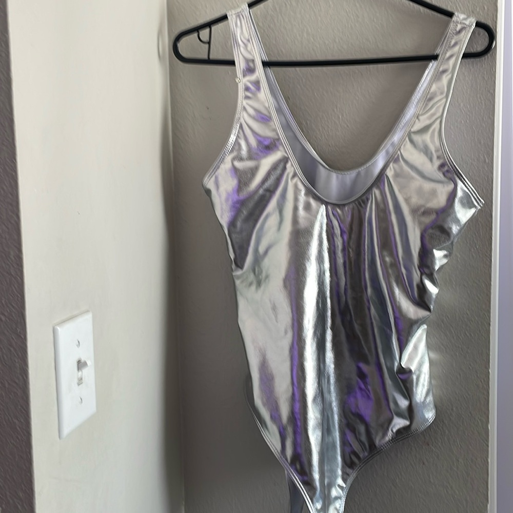 Silver metálica  strashy swimsuit L super cute